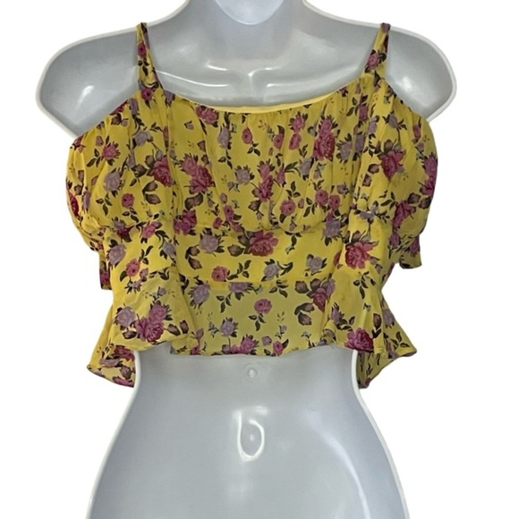 For Love And Lemons Silk Beaumont Sleeveless Top Yellow Floral Print Size M - Picture 4 of 8